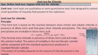 LIMIT TEST FOR CHLORIDE [upl. by Willmert]