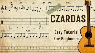 CZARDAS  Vittorio Monti  Guitar Tabs for beginners [upl. by Win]