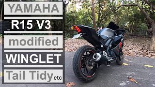 Yamaha R15 V3 tastefully modified  Winglet and tail tidy installation for Yamaha R15 V30 [upl. by Haywood]