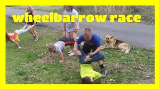 FUNNIEST wheelbarrow race [upl. by Grimbly]