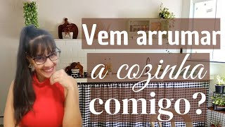 ARRUMEI MINHA COZINHA COM O QUE JÁ TINHA POR AQUI  COLOQUEI CORTININHA XADREZ  kitchen diy 😍💕 [upl. by Conlen]