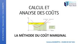 COURS CALCUL DE COÛTS  La méthode du coût marginal [upl. by Glovsky]