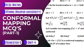 Conformal mapping  Multiple Choice Questions Part1 MCQ  RTMNU  Nagpur University  BSc Maths [upl. by Kirst78]