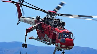 Sikorsky S64F Sky Crane Helicopter Firefighting in lAquila  Vigili del Fuoco ITALY [upl. by Kenji]