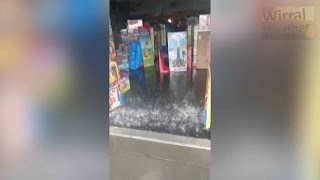 Cheshire Oaks shops flood as heavy downpours hit Merseyside and Cheshire [upl. by Arymat284]