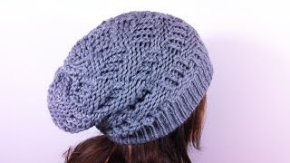 How to Loom Knit a Basket Weave Slouchy Beanie Hat DIY Tutorial [upl. by Musihc]