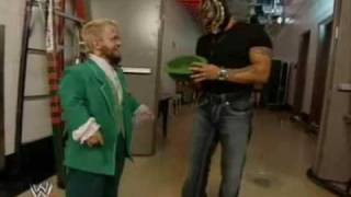 Hornswoggle and Rey Mysterio funny moment backstage [upl. by Acquah678]