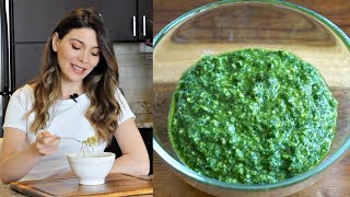 Pesto Sosu Nasıl Yapılır Ev Yapımı Pesto Soslu Makarna Tarifi  Canan Kurban [upl. by Winther]