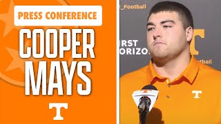 Tennessee football center Cooper Mays talks during Tennessee Vols vs Alabama week I Volquest [upl. by Conlen]