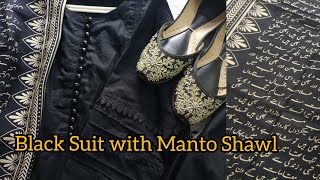 Ferdous Black Suit Black Suit with Manto ShawlFatimabutt [upl. by Eigroeg825]