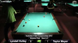 Aus 9 ball 2012 womens final Lyndall Hulley v Taylor Meyer [upl. by Eirak]