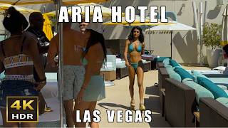 ARIA Hotel Liquid Pool Lounge Vegas Luxury Poolside Paradise 2024 [upl. by Akimad257]