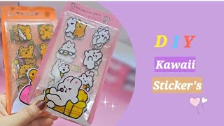 How to make cute sticker  Diy kawaii stickers Handmade stickers  Diy stickers at home [upl. by Anihta]