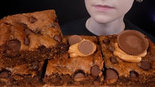 ASMR Homemade Chocolate Chip Reeses Peanut Butter Cup Banana Bread Bars Dessert Mukbang 먹방 [upl. by Allyce414]