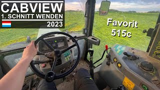 Cabview 1 Schnitt wenden  Fendt Favorti 515c  Kuhn GF8501  Luxemburg 2023 [upl. by Alledi]