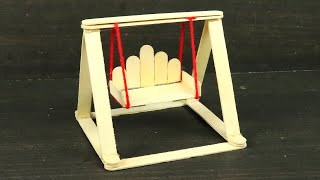 How to Make a Popsicle Stick Swing  DIY Ice Cream Sticks Swing  School Project Craft Ideas [upl. by Proud]