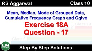 Mean Median and Mode Ogive  Class 10 Exercise 18A Question 17  RS Aggarwal  Learn Maths [upl. by Ecinuahs389]