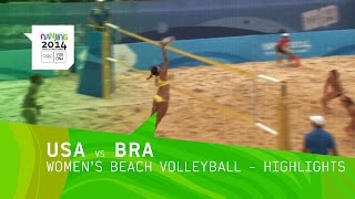 USA vs Brazil  Womens Beach Volleyball  Highlights  Nanjing 2014 Youth Olympic Games [upl. by Anem]