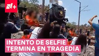 Muere mujer al intentar tomarse una selfie con el ferrocarril  N [upl. by Rania]