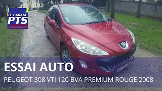 TEST  PEUGEOT 308 VTI 120 BVA PREMIUM ROUGE 2008  FRANCE [upl. by Musa]