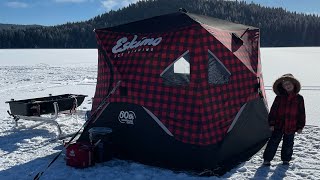 Setup for overnight ice fishing  Cariboo Hwy 24 [upl. by Airasor509]