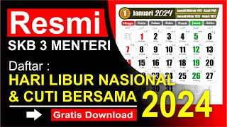 LIBUR NASIONAL DAN CUTI BERSAMA 2024  Kalender 2024 lengkap [upl. by Novyak651]