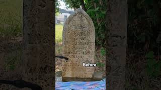 Headstone before and after cemetery Headstone restoration cleaning mcr historic smallbusiness [upl. by Gianna]