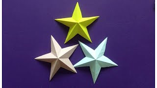 How to make a 3D paper star  Easy origami stars for beginners making  DIYPaper Crafts [upl. by Eledoya777]