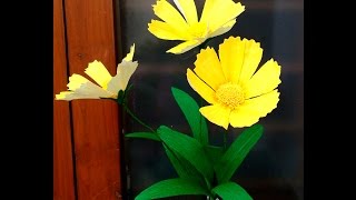 how to make Paper Flowers Coreopsis Lanceleaf flower  116 [upl. by Mashe]