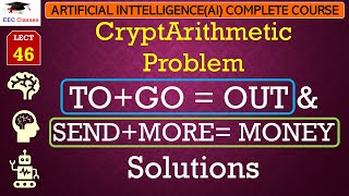 L46 CryptArithmetic Problem in Artificial Intelligence  TOGO  OUT amp SENDMORE MONEY Solutions [upl. by Merfe882]