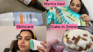 తెలుగు లో DIML  Skincare Myntra haul and mug cake recipe [upl. by Hew]