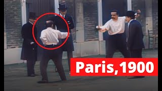 Colorized Historical Video  Fencing Duel in the Streets of Paris ca 1900 4k upscaled [upl. by Mays295]