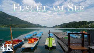 Fuschl am See Austria  Walking in small Mountain Village Binaural Sounds to Relax ASMR 4K [upl. by Kaasi902]