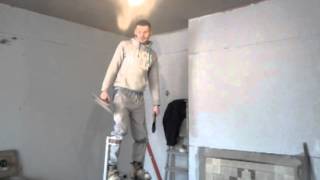 Plastering a Ceiling on Stilts UK [upl. by Leahcimal]