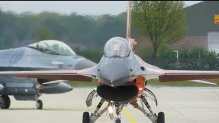 NICE Mass Takeoff F16s RNethAF at Volkel [upl. by Ailahs]