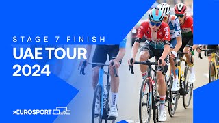 WHAT A CHAMPION 🏆  Stage 7 Finish UAE Tour 2024  Eurosport Cycling [upl. by Berlauda]