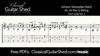 JS Bach Air on the G String  Free sheet music and TABS for classical guitar [upl. by Cooley]