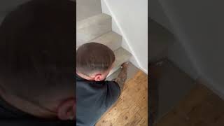 HOW TO CUT AND TUCK CARPET ON STAIR BULLNOSE carpet flooring homeimprovement diy shorts [upl. by Rabah]