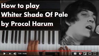 Procol Harum  A whiter shade of pale  piano amp organ tutorial [upl. by Nana259]