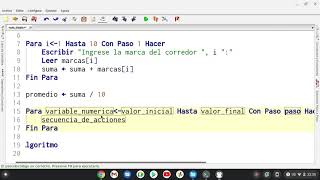 Ejercicio resuelto con PSeInt de la marca de 10 corredores  Uso de la estructura Para [upl. by Anerak]