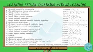 Pitman Shorthand  Exercise No216 Dictation  KZ Learning [upl. by Spearman]