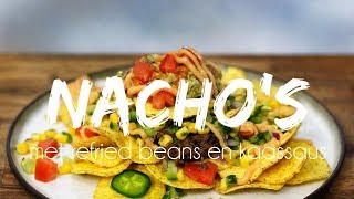 NACHOS  REFRIED BEANS  ROMIGE KAASSAUS  Lets Vegan [upl. by Oleusnoc]