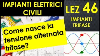 46Impianti elettrici trifase Come nasce la tensione alternata trifase sfasamento 120 gradi 50 Hz [upl. by Nlocnil]