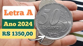 50 CENTAVOS 2019 LETRA A ESSA MOEDA TEM UM ERRO MUITO RARO VALORES ATUALIZADOS [upl. by Naginarb]