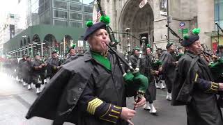 St Patricks Day ParadeNYC2022Emerald Society NYPD Pipes and Drum BandNYCParadelifecom [upl. by Bettina]