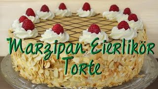 Marzipan Eierlikör Torte  Marzipantorte Rezept  Sahnetorte selber machen  OsterprojektVerlosung [upl. by Anaidni316]