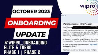 30 Oct  Wipro Elite amp Turbo Onboarding Update for Phase 1 amp 2  Pre Onboarding Learning Program [upl. by Ransom687]