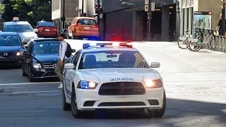 Downtown  Montréal Police Department SPVM  2 Traffic Safety Police Cars Responding [upl. by Warfeld]