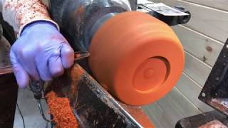 Woodturning a Padauk Bowl with Veneer [upl. by Efioa]