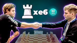 UNA AUTÉNTICA OBRA DE ARTE  Magnus Carlsen vs Alexey Sarana Campeonato del mundo Blitz 2023 [upl. by Aerbua]